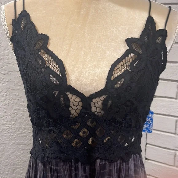 Free People Black Lace Trim Tie-Dye Dress - Picture 4 of 5